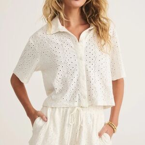 Z Supply Cream Eyelet Button-Down Shirt